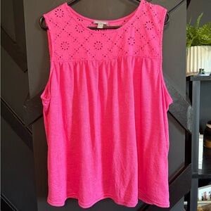 Falls Creek Pink Sleeveless Top Lace-Style Neckline Size 2X